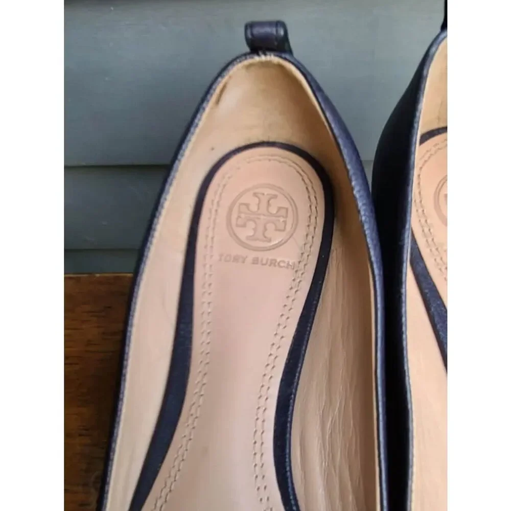 Tory Burch Navy Leather Mini Miller Flats size 7M